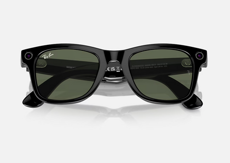 Ray-Ban Meta Wayfarer AI Glasses Shiny Black/G-15 Green