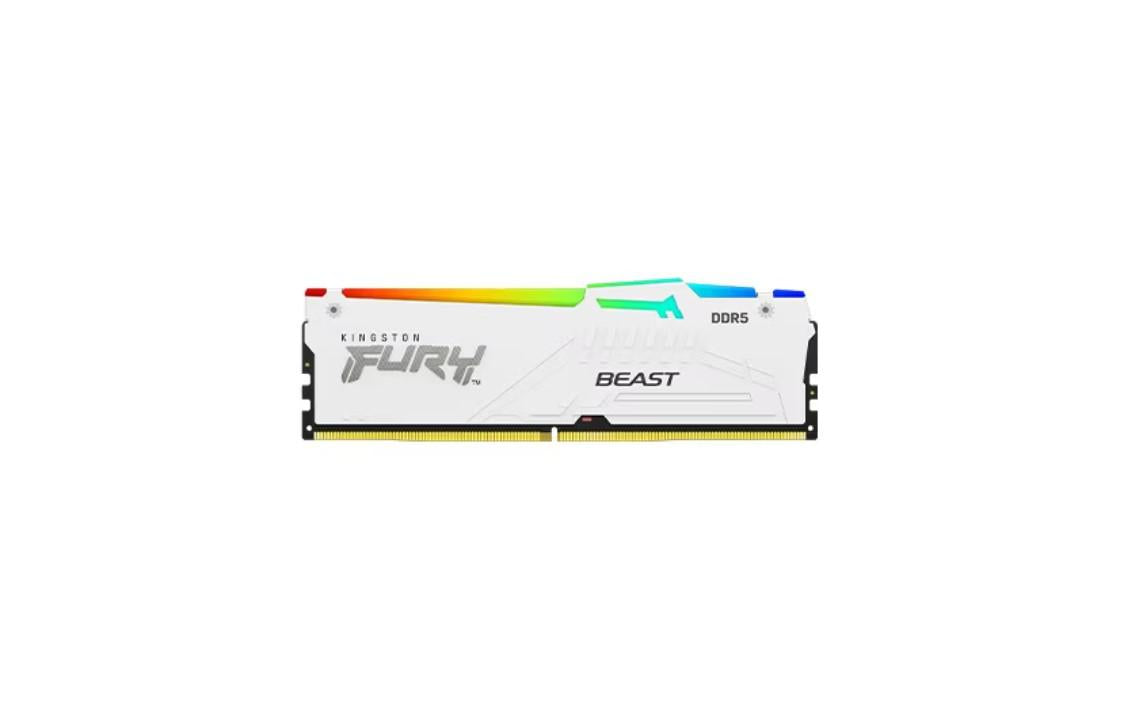 Memorie RAM Kingston, DIMM, DDR5, 64GB, 6000MHz, CL36, 1.35V, FURY Beast White, RGB, Kit of 2