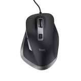 Mouse Trust Fyda cu fir, optic, interfata USB 2.0 rezolutie maxima 5000 DPI, 6 butoane, negru