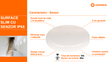 Plafoniera LED pentru baie cu senzor de miscare Ledvance SURFACE SLIM ROUND 200, 19W, 2000 lm, lumina neutra (4000K), IP65/IK10, Ø200x55mm, Alb