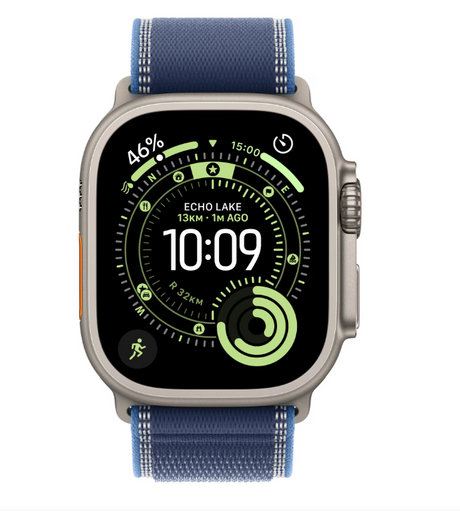 Apple Watch Ultra 3 GPS + Cellular 49mm Natural Titanium Case with Blue/Bright Blue Trail Loop - M/L