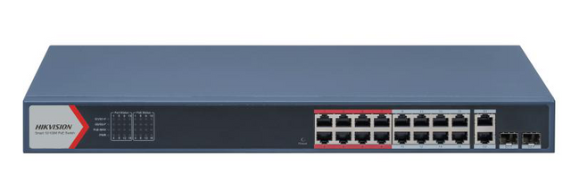 Switch Hikvision DS-3E1318P-EI(B), Fast Ethernet, 16 porturi, PoE