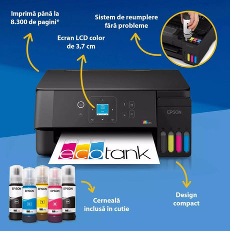 Multifunctional inkjet Epson EcoTank L3360, CISS, format A4, Color, USB + WIFI