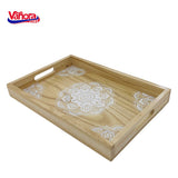TAVĂ DIN LEMN PENTRU SERVIRE CU MODEL MANDALA, VANORA HOME