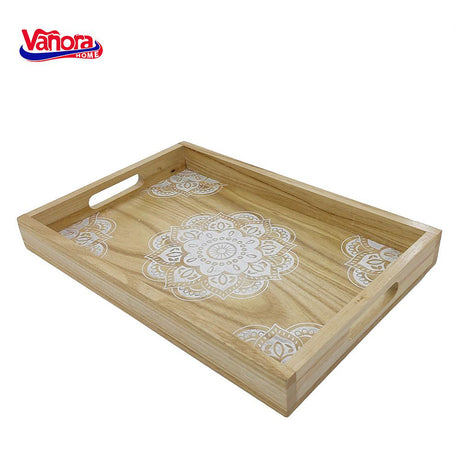 TAVĂ DIN LEMN PENTRU SERVIRE CU MODEL MANDALA, VANORA HOME