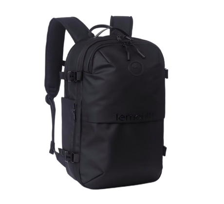 Lemontti Rucsac Smart Premium cu Vacuum si pompa vid 5 capete inclusa, 30-60L pentru cabina avion, impermeabil, doua mufe incarcare USB: USB-A si Type-C, extensie suplimentara, sistem antifurt, Negru