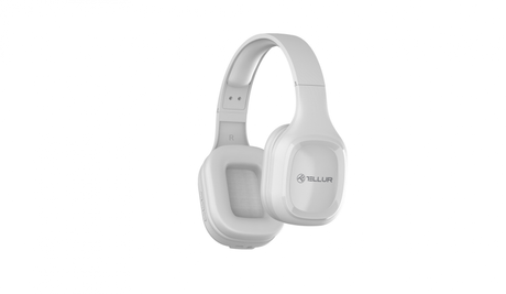 Casti Over-ear Bluetooth Tellur Pulse, Microfon, Alb