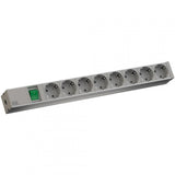 Bachmann IT  PDU 8 x prize Schuko, 1x Switch ,in Schuko, 1U, impamantare, intrerupator, lungime cablu 2 metri, RAL 7035, aluminiu, alb