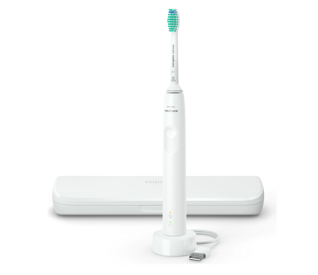 Periuta de dinti sonica electrica PHILIPS Sonicare Seria 3100 HX3673/13, 31000 miscari/minut, 1 mod de curatare, Senzor presiune, Functia BrushSync, 1 cap de periere, Toc de transport, Alb, L x A x I (mm) 63x139x220