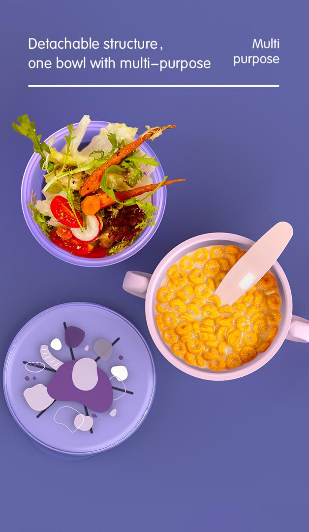 Bol 2 in 1 pentru snackuri cu lingurita, mov, U-Grow