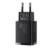 Incarcator retea Baseus Compact, Quick Charge 20W, 1 x USB Type-C 5V/3A max, 1 x USB 5V/3A, negru