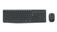 Kit Tastatura + mouse wireless Logitech MK235, interfata USB, distanta de operare pana la 10m, 100 taste, rezolutie mosue 1000 DPI, gri