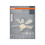 Plafoniera LED CCT cu ventilator Osram Leste cu Telecomanda, 21W, 1800lm, lumina alba (3000-4000-6500K), dimabila, IP20, max 600 m³/h, timer 2h-4h-8h Alb