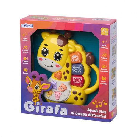 JUCARIE GIRAFA CU LUMINI SI SUNETE, GALBENA, MOMKI