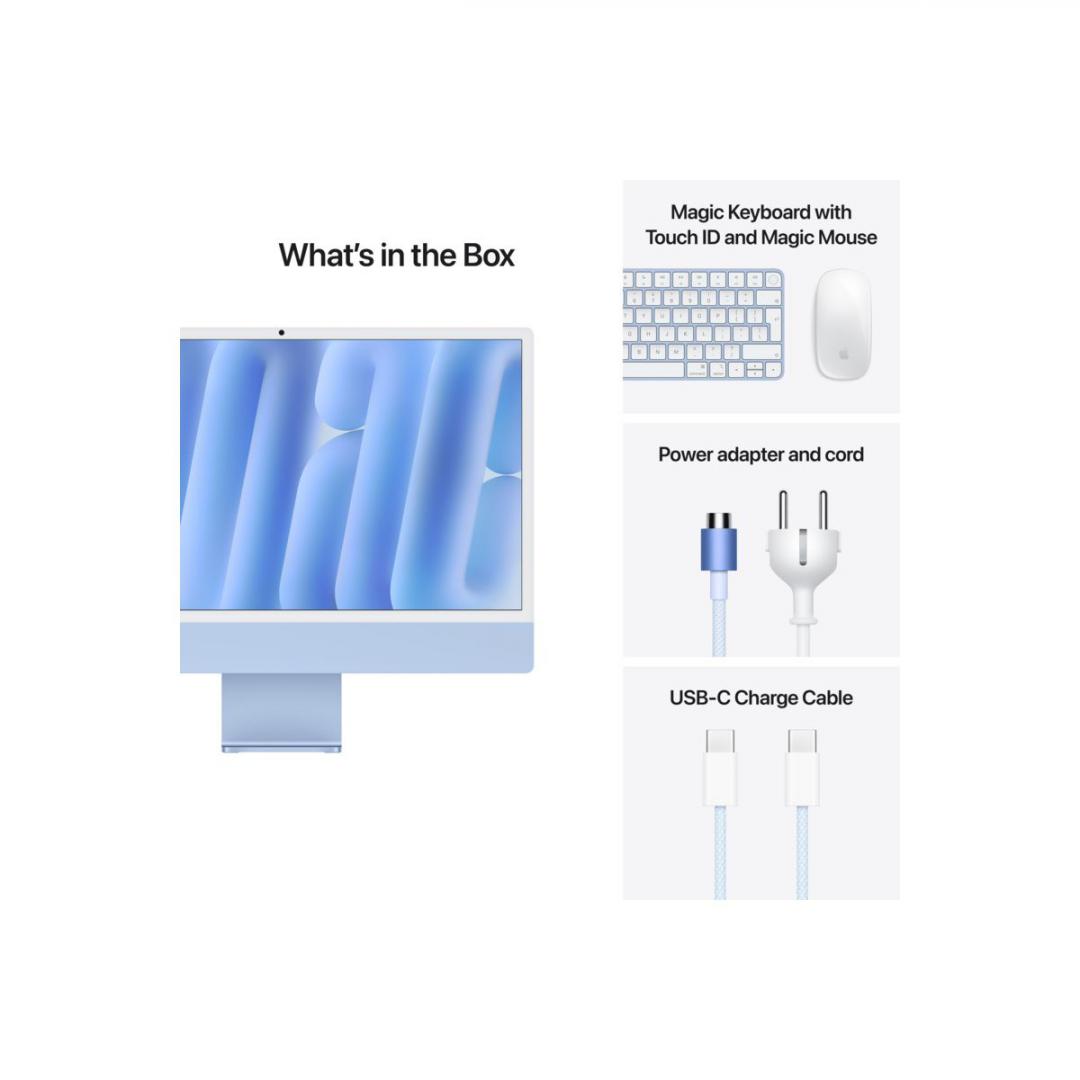 Apple iMAC 24" Retina 4.5k/ Apple M4 (CPU 10-core, GPU 10-core, Neural Engine 16-core)/16GB/256GB - Blue - INT KB (2024)