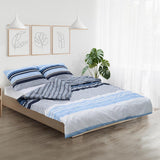 Lenjerie dubla,100% bumbac,4 piese, Azul