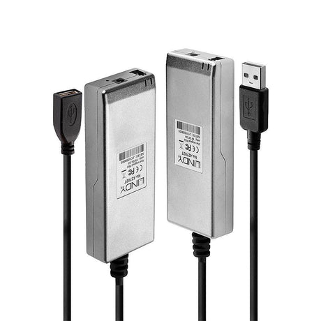Lindy 200m Fibre Optic USB 2.0 Extender, latime de banda suportata 480Mbps, distanta maxima 200m, gri