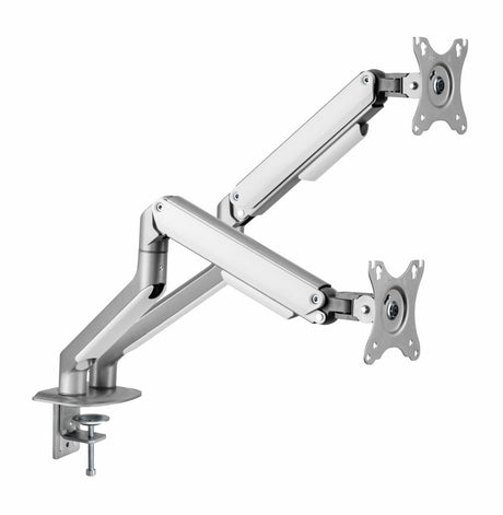 Suport 2 monitoare Serioux MM63-C024, arc cu gaz, compatibilitate dimensiune ecran 17"-32",  greutate maximă suportata: (per ecran): 2~ 9kg, VESA: 75x75, 100x100, inclinare: +55°~-55°, pivotare: +90°~-90°, rotația ecranului: +180°~-180°