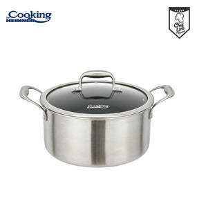 SEMIOALA INOX+CAPAC STICLA IN 3 STRATURI 24x12 CM, 5 L, TITANIUM3, COOKING BY HEINNER