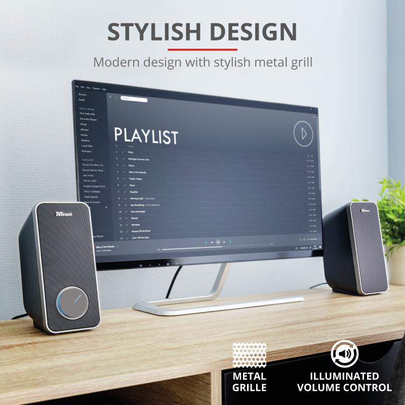 Boxe Stereo Trust Arys 2.0 Speaker Set, 28W, negru