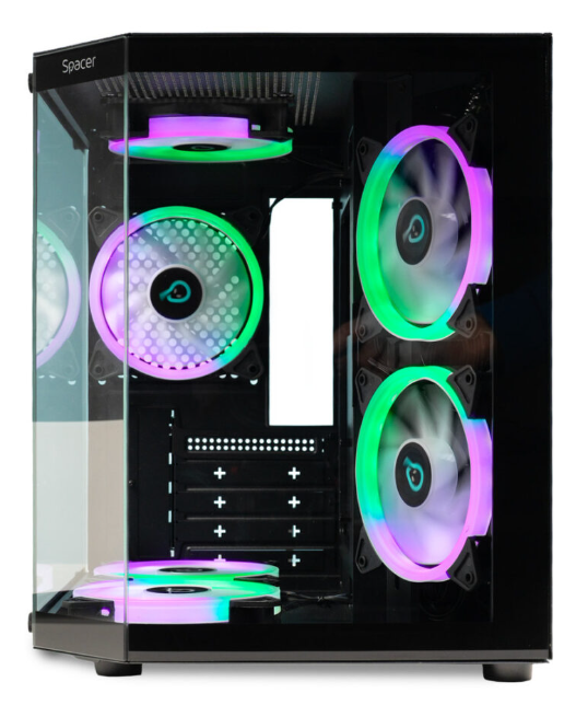 Carcasa SPACER SPCS-GC-AQUARIUM-BK-6F, RGB, Micro Tower, Black