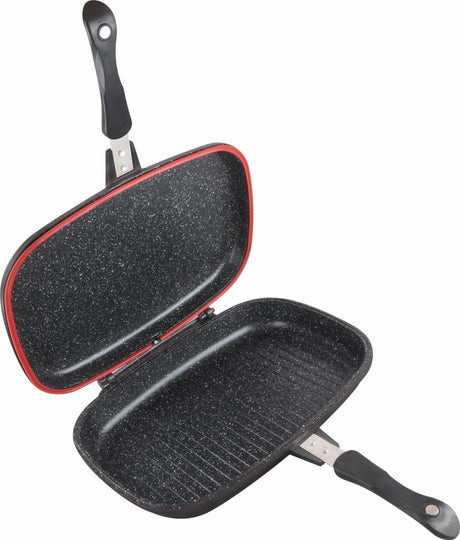 TIGAIE DUBLA DREPTUNGHIULARA TIP GRILL, ALUMINIU, 36x24x7.5 CM,DARK LINE CLASSIC,COOKING  BY HEINNER