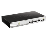 D-Link Switch 10 porturi POE smart maaged DGS-1210-10MP, Interfata: 8 x 10/100/1000Mbps, 2 x100/1000 SFP, Capacitate switch: 20 Gbps, Memorie: 128Mb DDR3, Flash 32Mb, Auto MDI/MDIX, Buget POE: 130W, Dimensiuni: 330 x 180 x 44 mm, Greutate: 1.77kg.