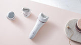 Epilator umed si uscat PHILIPS Seria 8000 BRE730/10, 7 accesorii, 32 pensete, Utilizare fara fir, 2 setari viteza, Opti-light, Discuri ceramice, Argintiu, L x A x I (mm) 65x210x185