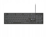 Tastatura Natec cu fir Herring Slim, membrana, iluminare alb taste, lungime cablu 150cm, 105 taste, layout ANSI-ISO, negru