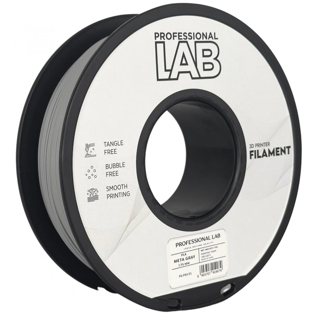 PROF. LAB 3D FILAMENT 1KG PLA META GRAY, Diametru: 1.75mm, Greutate: 1kg, Temperatura duza: 185C – 215C, Temperatura platforma printare: 25C – 60C, Culoare: Meta Gray.