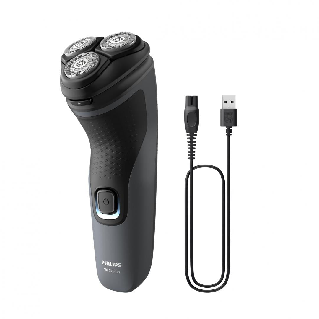 Aparat de ras PHILIPS Seria1000 S1142/00, Autonomie 40 min, 3 elemente de taiere, Gri, L x A x I (mm) 80x100x190