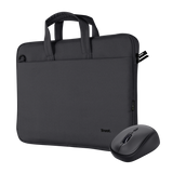 Kit Geanta de laptop Trust Bologna pentru laptop-uri cu diagonala de pana la 16", mouse Trust wireless, negru