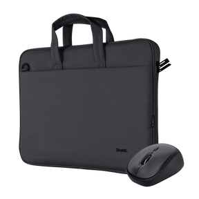 Kit Geanta de laptop Trust Bologna pentru laptop-uri cu diagonala de pana la 16", mouse Trust wireless, negru
