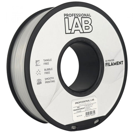 PROFESSIONAL LAB 3D FILAMENT 1KG ABS+ TRANSPARENT, Diametru:1.75mm, GreutateL 1KG, Temperatura duza: 220C – 250C, Temperatura platforma: 95C – 110C,