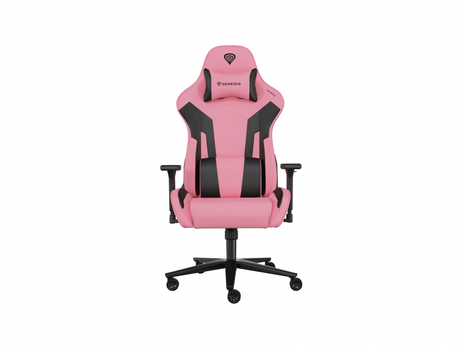 Scaun gaming Genesis Nitro 720, piele ecologica, reglabil pe inaltime, suporta pana la 150 kg, inaltime reglabila 46.5 - 53.5 cm, spatar ajustabil 135°, dimensiuni roti 60mm,  negru/roz