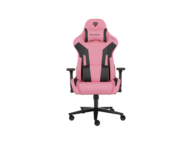 Scaun gaming Genesis Nitro 720, piele ecologica, reglabil pe inaltime, suporta pana la 150 kg, inaltime reglabila 46.5 - 53.5 cm, spatar ajustabil 135°, dimensiuni roti 60mm,  negru/roz