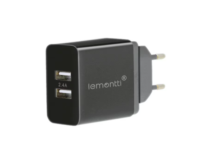 Lemontti Incarcator Retea 2.4A 2 porturi USB-A Negru