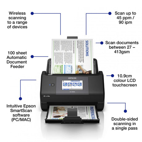 Scanner Epson WorkForce ES-590W, A4, Automat, Sheetfed, USB + WLAN + LAN