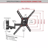 Suport TV de perete, Barkan 3420.B, Fix, 29"- 56", VESA 400 x 400 mm, suporta pana la 25kg, negru