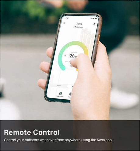 TP-LINK KE100 KIT, Termostat smart wireless pentru calorifer, 2.4 GHz Wi-Fi, 868 MHz, Android 5.0 sau mai recentă, iOS 10 sau mai recentă.