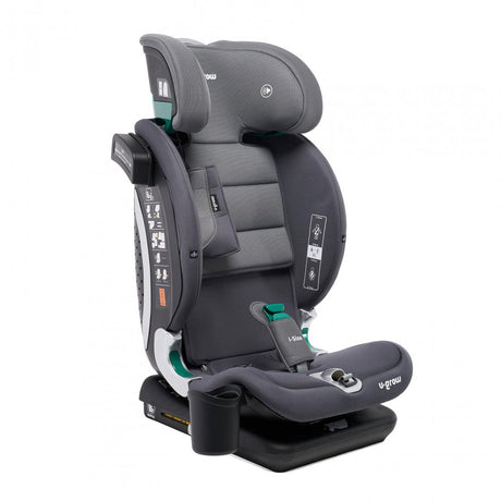 Scaun auto I-size U-Grow Goldfix Plus, isofix, 76-150 cm (9-36 kg), boxa bluetooth, gri