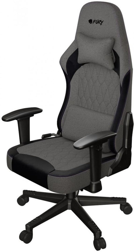 Scaun gaming FURY SHINAI S8, material fabric, reglabil pe inaltime, greutate maxima suportata 130 kg, inaltime scaun reglabil 30.5 - 37.5 cm, spatar ajustabil 135°, dimensiuni roti 60mm,  echipat cu piston cu gaz clasa 4, manere 1D, gri