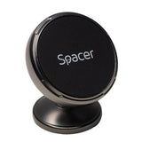 Suport auto magnetic Spacer pentru smartPhone, Metalic,fixare prin adeziv, Magnetic, 4 SuperMagneti N50, rotire 360 grade, negru