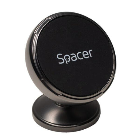 Suport auto magnetic Spacer pentru smartPhone, Metalic,fixare prin adeziv, Magnetic, 4 SuperMagneti N50, rotire 360 grade, negru