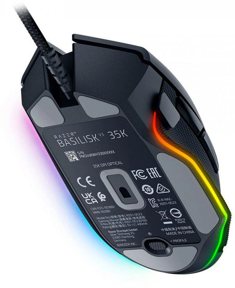 Razer Basilisk V3 35K, cu fir, rezolutie maxima 35000 DPI, 11 butoane programabile, iluminare Razer Chroma™ RGB, senzor Focus Pro 35K Optical Sensor Gen-2,  negru