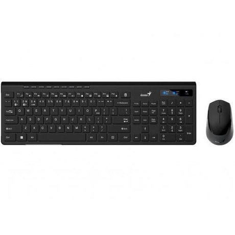 Kit wireless Genius, tastatura wireless 104 taste (multimedia) + mouse wireless 1200dpi, 3 butoane, BT 5.3 + 2.4G, interfata USB, negru