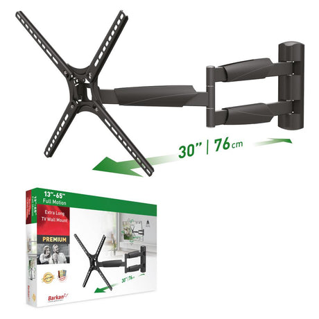 Suport TV de perete Barkan, cu brat 13"- 65", Max 36kg, VESA 400x400, negru