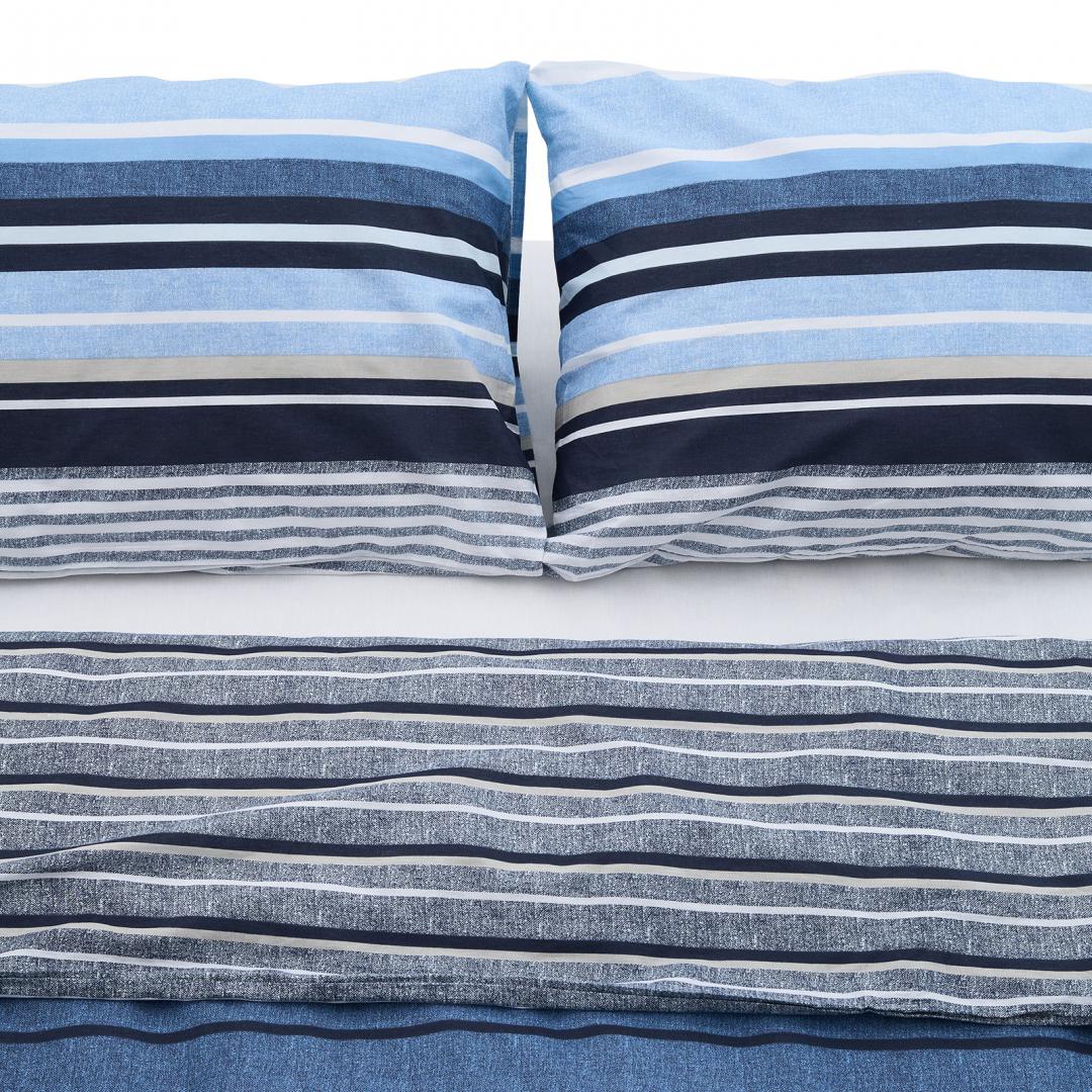 Lenjerie dubla,100% bumbac,4 piese, Azul