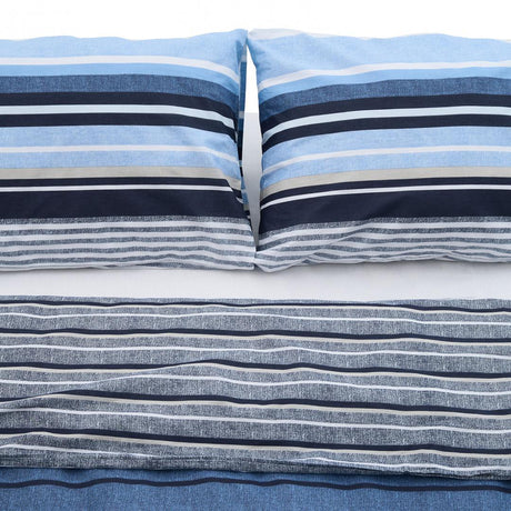 Lenjerie dubla,100% bumbac,4 piese, Azul