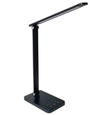 Lampa LED birou OSRAM PANAN Disk Fold, 6.5W, 255 lm, lumina alba(3000K - 6500K), dimabila, Touch control, temporizator 30/60minute, slot USB 5V/1A, Negru